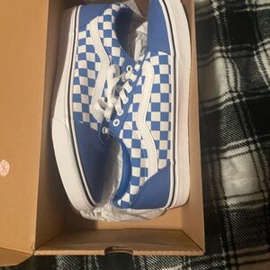 Vans Blue and White Checkered Sneakers